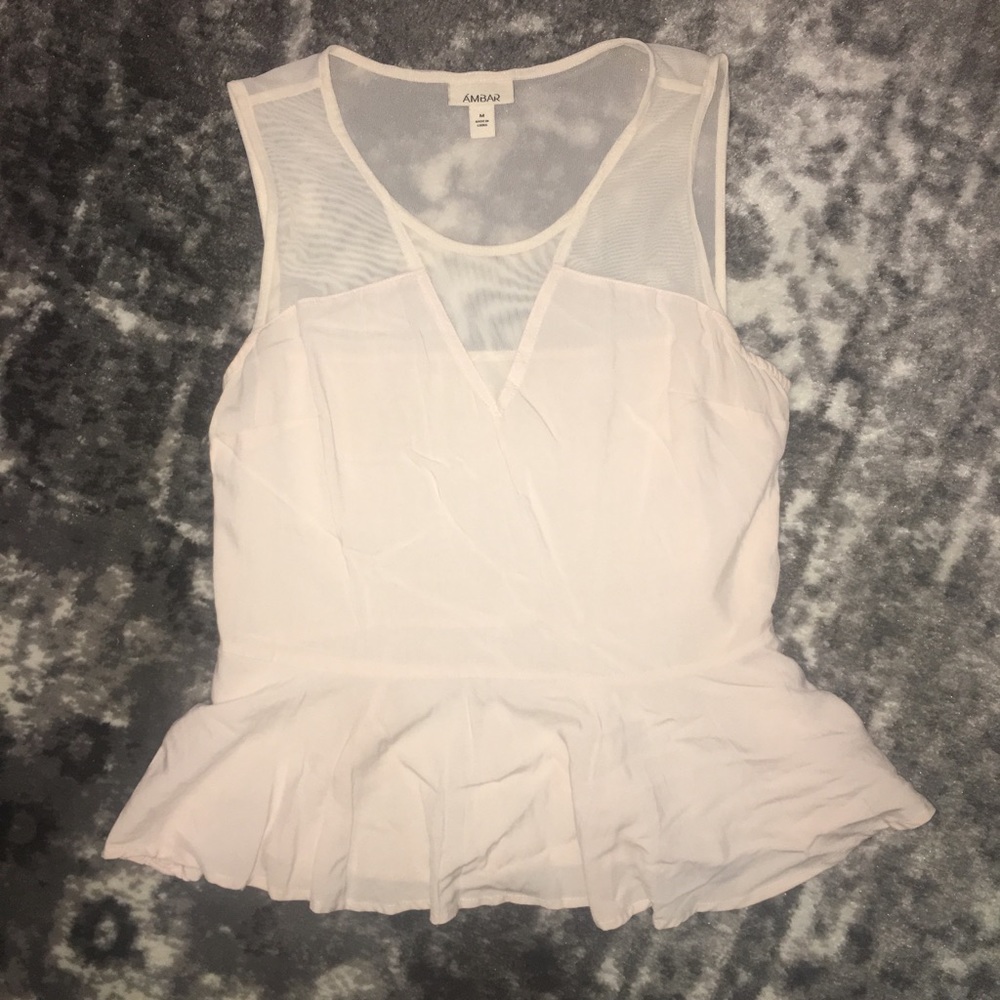 Blush sheer top peplum